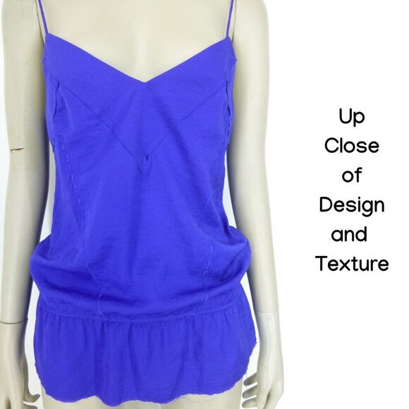 Zara Trafaluc Collection Blue with Frayed Hems Blouse - Picture 7 of 15